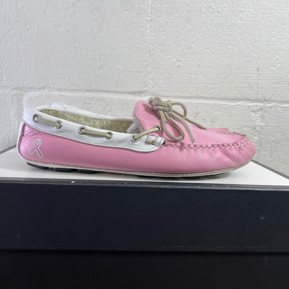 ALLEN‎ EDMONDS Helena Cancer Pink Leather Shearling Driving Shoes Women's 8 US